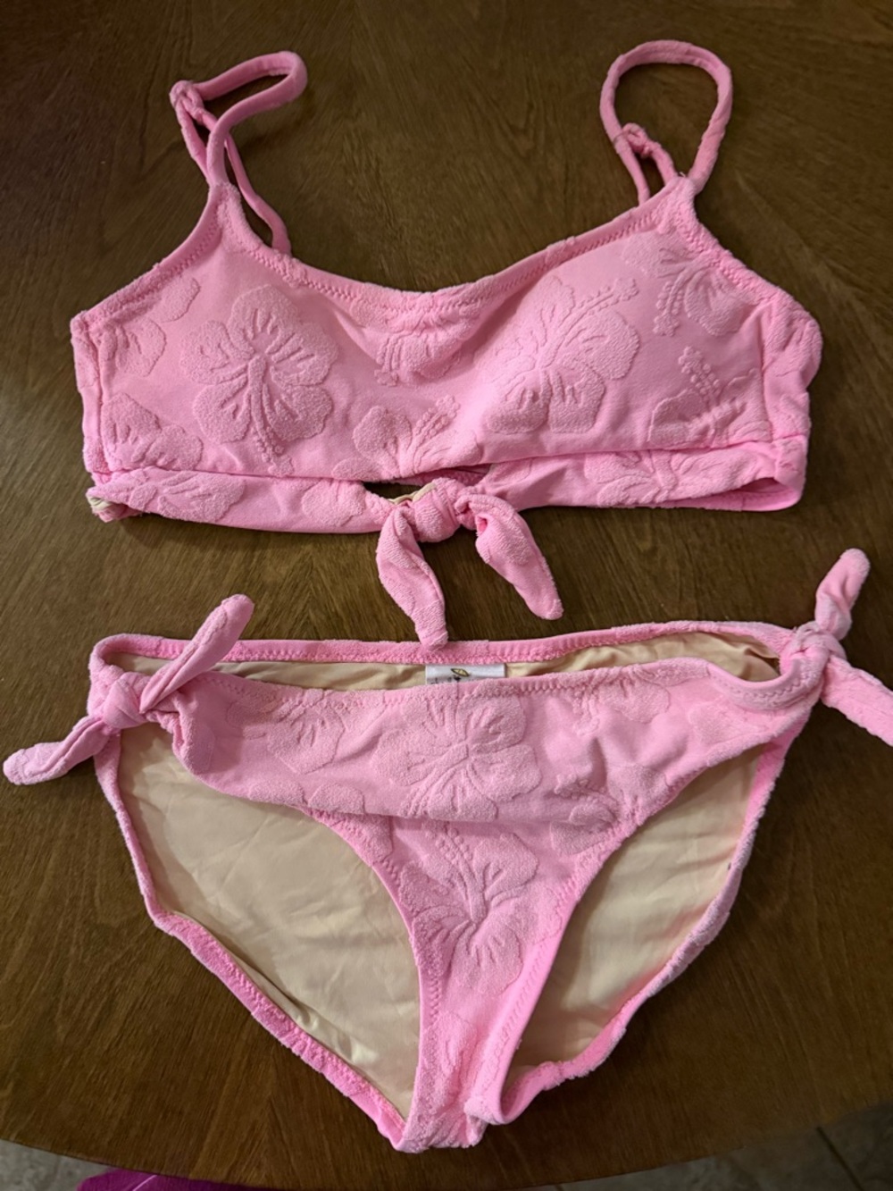 Girls Pink Tie-Front Bikini Set